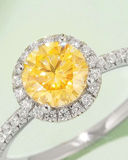 Radiant Pink Diamond Halo Ring - Sterling Silver Elegance