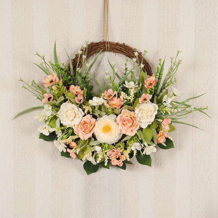 Elegant Cherry Blossom and Rose Decorative Wreath