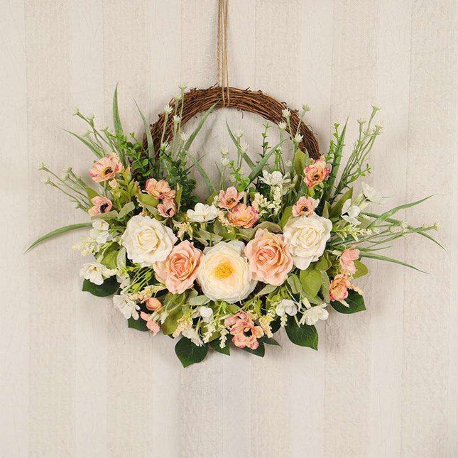 Elegant Cherry Blossom and Rose Decorative Wreath