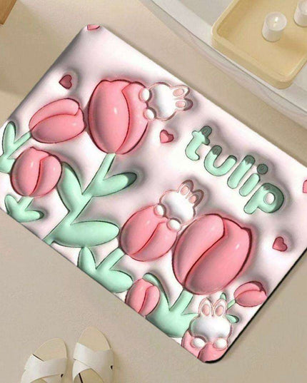Elegant 3D Floral Design Quick-Dry Bath Mat