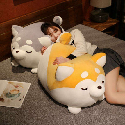 Huggable Plush Pillows: Cute Lazy Husky and Chubby Shiba Inu Designs