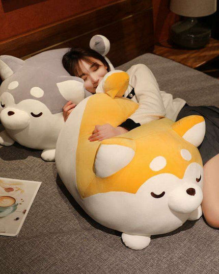 Huggable Plush Pillows: Cute Lazy Husky and Chubby Shiba Inu Designs