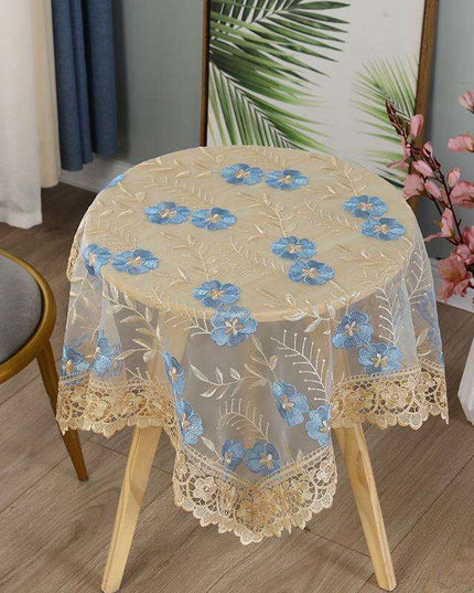Luxe Embroidered Floral Lace Dining Table Cover