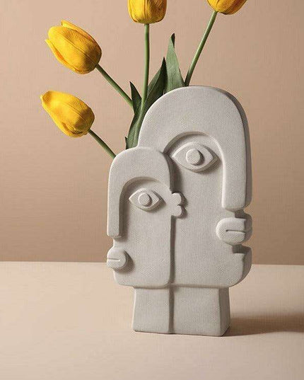 Abstract Beauty: Handcrafted Porcelain Vase with Geometric Charm