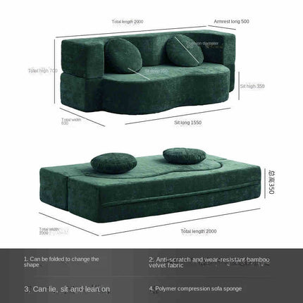 Foldable Sofa Bed - Vacuum-Compressed, Retro Fabric, Spac