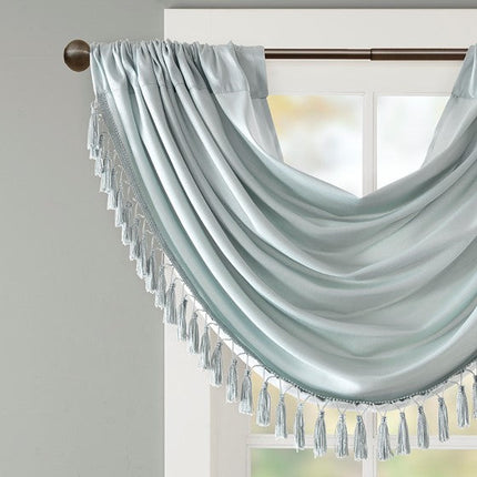 Room and Decor Faux Silk Waterfall Valance, Embellished, 38x46" Dusty