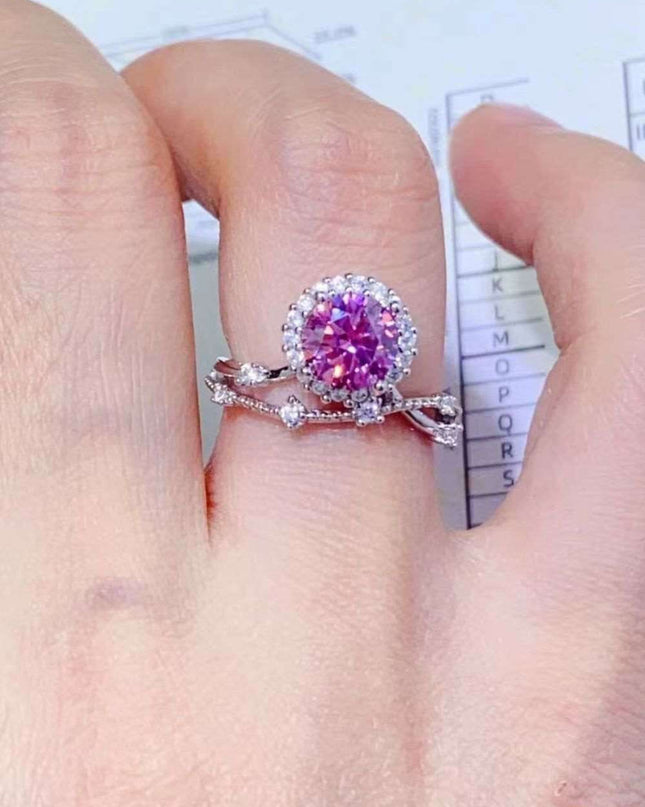 Timeless Radiance: 1 Carat Lab-Created Diamond and Moissanite Accent Silver Ring