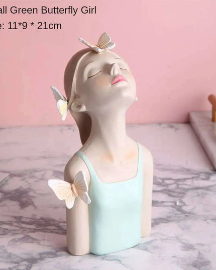 Nordic Elegance Butterfly Maiden Resin Vase - Chic Decorative Accent for Your Home