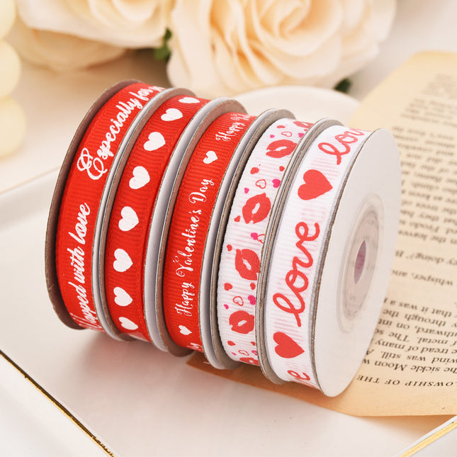Peekaboo Studio Love Pattern Floral Packing Ribbon for Weddings & Cele