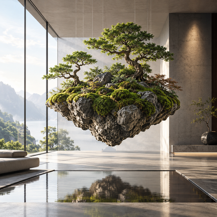 Floating Island Landscape - Hanging Moss Rockery Display