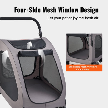Peekaboo Studio 4-Wheel Pet Stroller, 160lbs Capacity, Portable Design