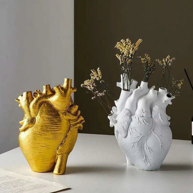 Anatomical Heart Artistry Resin Vase - Unique Home Accent Decor