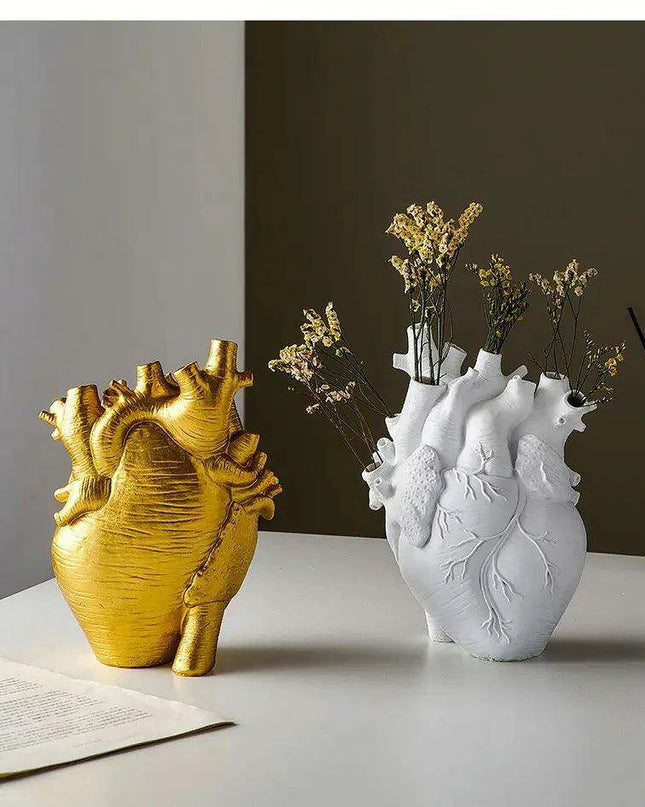 Anatomical Heart Artistry Resin Vase - Unique Home Accent Decor