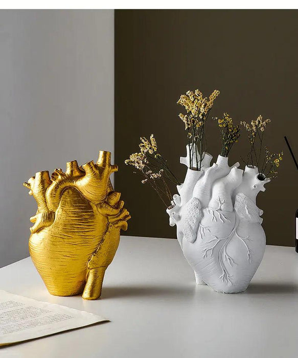 Anatomical Heart Resin Flower Vase - Unique Home Decor Accent