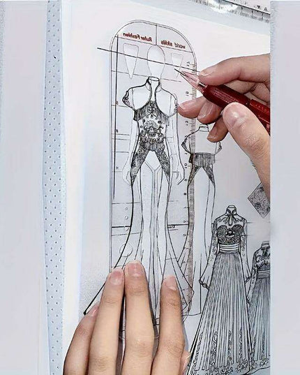 Fashion Sketching Acrylic Ruler and Design Template for Tailoring Excellence
