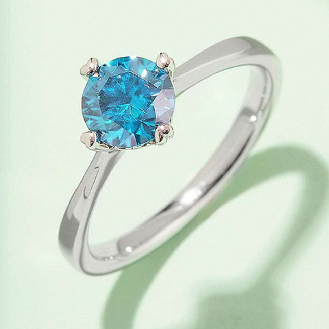 Rainbow Lab-Created Diamond Solitaire Ring with Platinum Coating