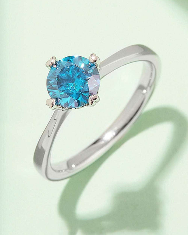 Rainbow Lab-Created Diamond Solitaire Ring with Platinum Coating