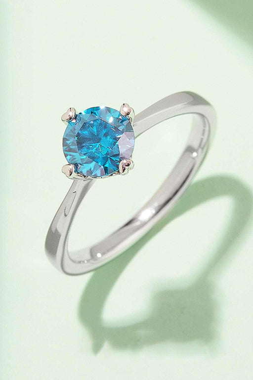 Vibrant Multicolored Lab-Grown Diamond Solitaire Ring in Platinum-Plated Sterling Silver