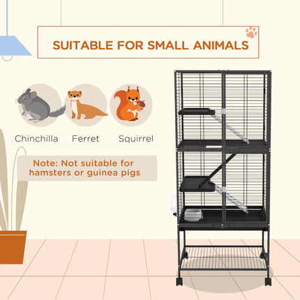 Peekaboo Studio Rolling Small Animal Cage 53.5"H with Removable Tray &