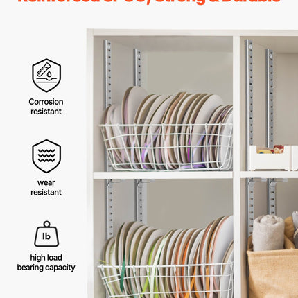 Adjustable Steel Shelf Pilaster Strips — 36.3″ 8-Pack with 32 Screws | Très Élite