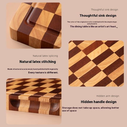 Wooden Cutting Board Grid Chessboard Pattern 40 By 30 Centimeters For Fruits