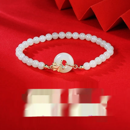 Peekaboo Studio Orchid Hetian Jade S925 Silver Magnolia Beads Bracelet