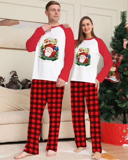 Christmas Parent-Child Clothes Set Long Sleeve T-Shirt Plaid Pants Family Matching Pajamas