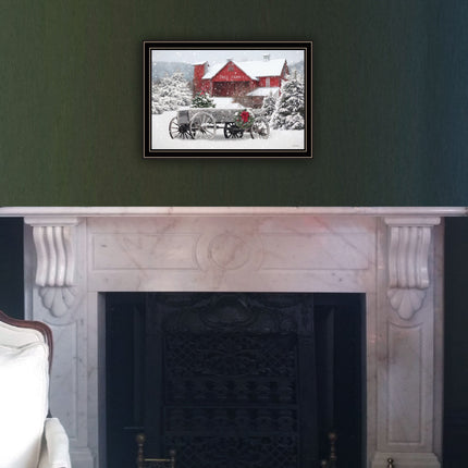 Lori Deiter Tree Farm Wagon Black Framed Wall Art - Rustic Home Decor