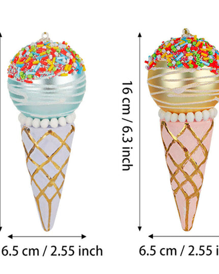 Simulation Ice Cream Christmas Tree Decorative Glass Pendant