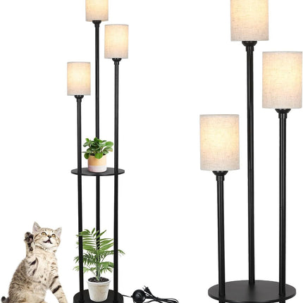 Room and Decor Modern 3-Light Floor Lamp with Shelves & Foot Switch