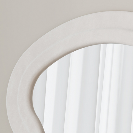 Room & Decor Cream White Metal Mirror with Synthetic Wood Frame