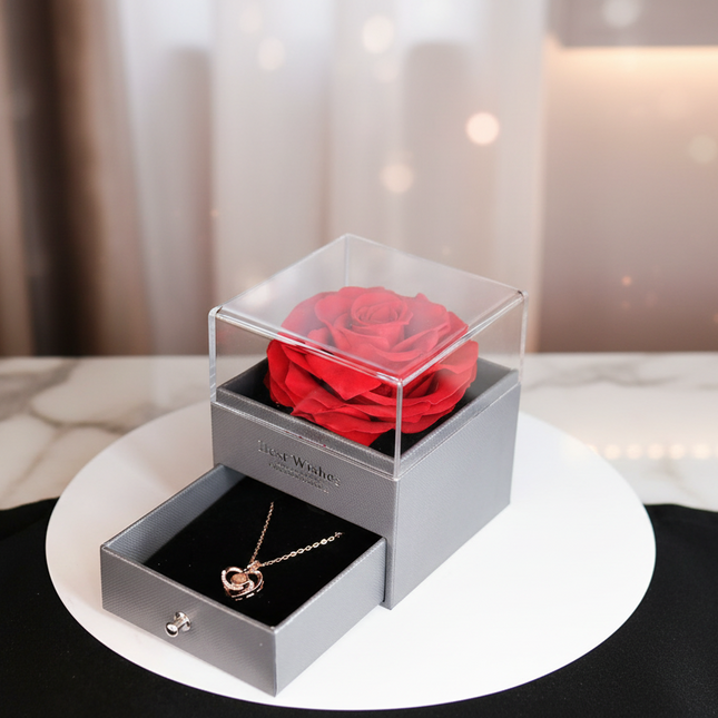 Preserved Flower Rose Jewelry Box Acrylic Gift Box