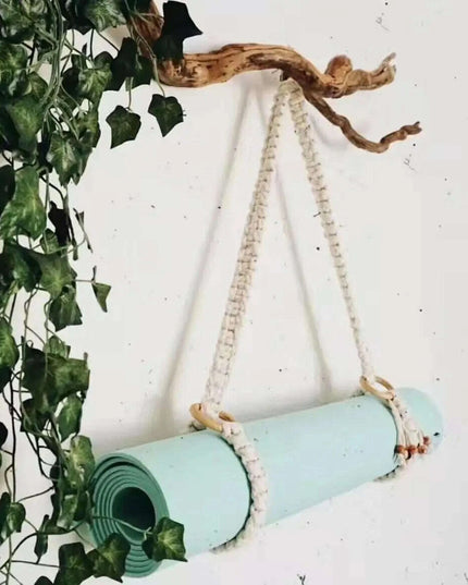 Hand-Woven Cotton Yoga Mat Carrier with Tassel Crossbody Strap - Fits All Mat Sizes