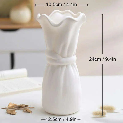 Sleek White Twisted Tube Ceramic Vase for Contemporary Decor