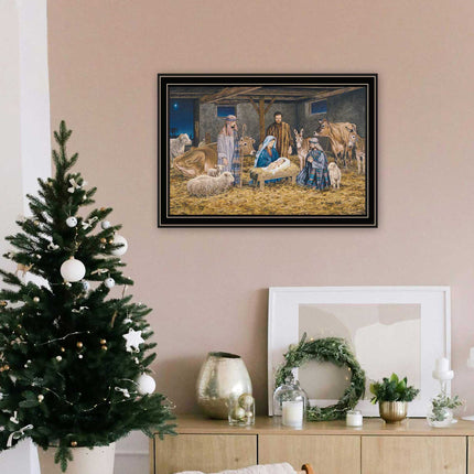 Bonnie Mohr Nativity Wall Art - Black Framed Print for Home Decor