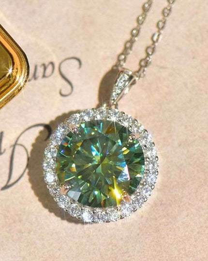 Luxurious Platinum-Plated Moissanite Necklace Set with Diamond and Zircon Accents