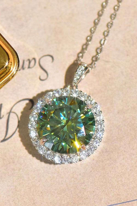 Platinum-Plated 10 Carat Moissanite Necklace with Zircon Accents