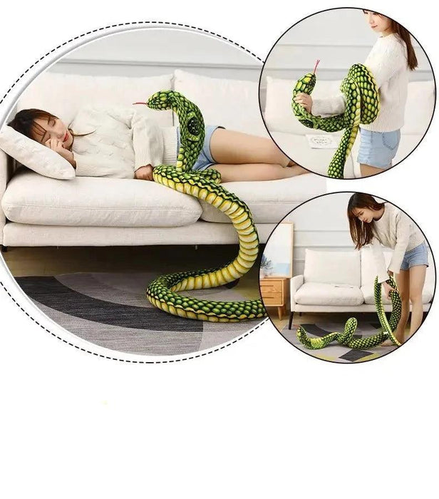 Realistic Python Pit Viper Plush Toy - Educational Cobra Stuffed Animal for Home Decor and Play