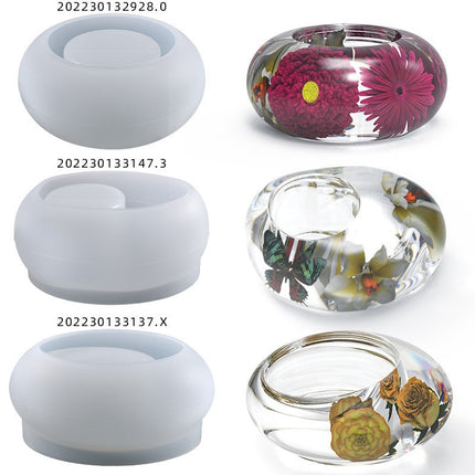 Silicone Mold Round Oval Stone Flower Pot Candle Lamp Holder Ornaments