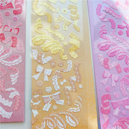 Peekaboo Studio Lace Ribbon Cuckoo Card Sticker - Handmade & Elegant