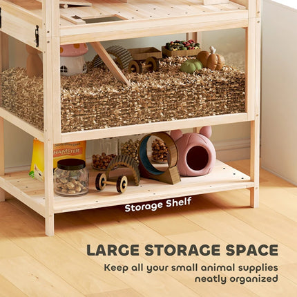 Peekaboo Studio Wooden Hamster Cage with Detachable Floor & Exercise W