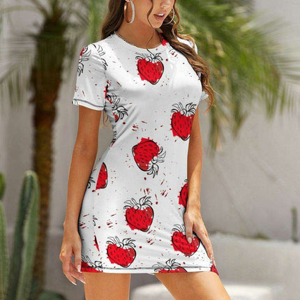 Chic White Short Sleeve Crew Neck Dress - A Must-Have for Every Wardrobe