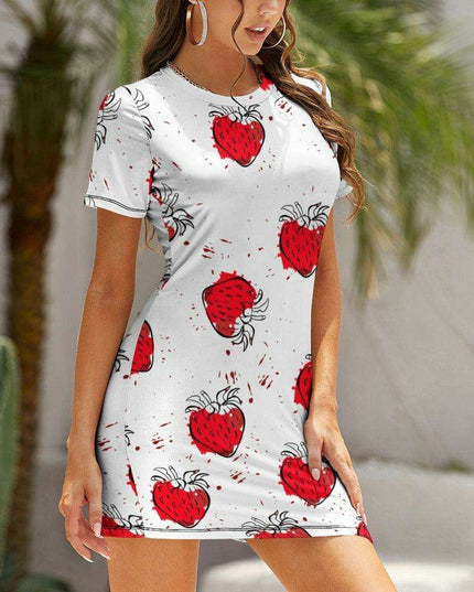 Chic White Short Sleeve Crew Neck Dress - A Must-Have for Every Wardrobe