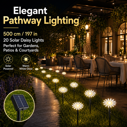 Solar LED Garden Path String Lights — Waterproof Outdoor Fairy Lights