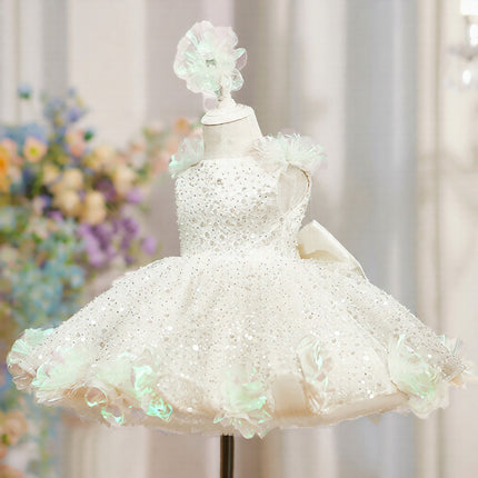 Peekaboo Studio Sequin Pearl Flower Girl Dress with Elegant Gown Desig