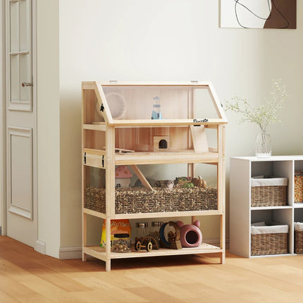Peekaboo Studio Wooden Hamster Cage with Detachable Floor & Exercise W
