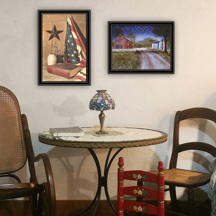 Billy Jacobs 2-Piece Star Spangled Night Wall Art Set, Black Framed