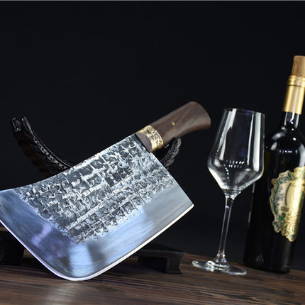 Stainless Steel Chopping Knife With Rosewood Handle And Copper Fittings