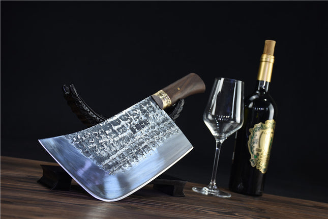Stainless Steel Chopping Knife With Rosewood Handle And Copper Fittings