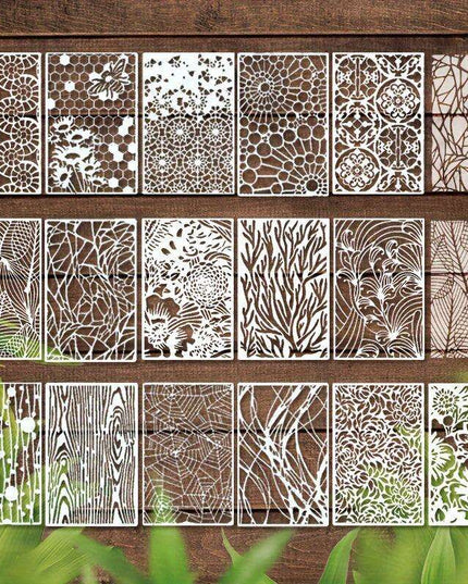 Nature's Touch: 16-Piece Reusable Stencil Set for Artistic Home Transformations